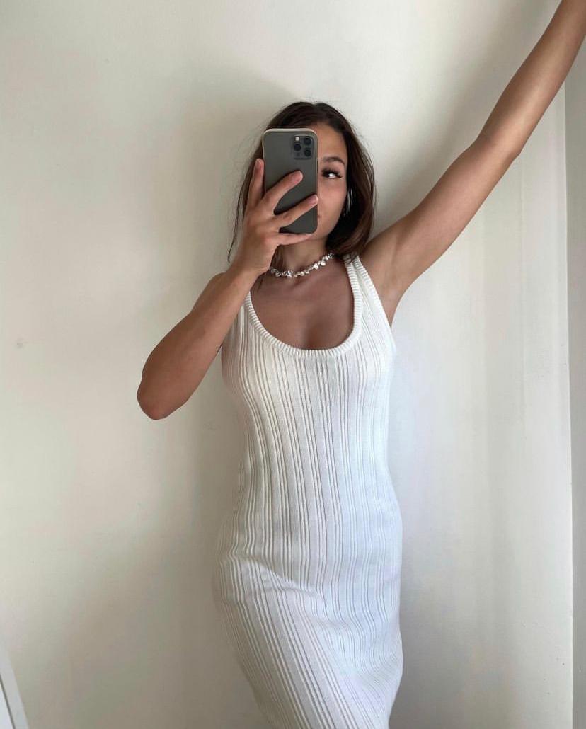 Alma Knit Dress - White